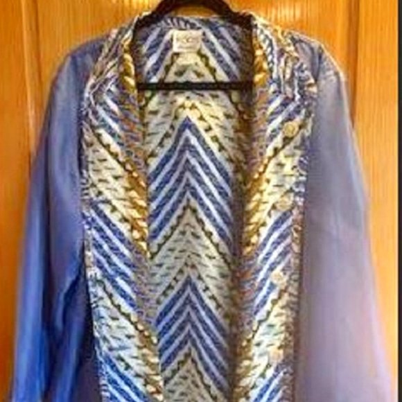 Women's Koos Of Course Reversible 100% Silk Lightweight Jacket Blue Sz: L - Picture 6 of 8